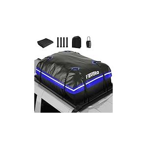 Favoto Coffre de Toit Voiture Imperméable - Sac de Toit Porte-Bagages 566L Pliable avec Tapis Antidérapant Crochet de Porte et Sangles de Renfort pour Le Transport des Bagages Bleu