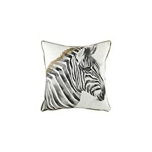 Evans Litchfield Safari Coussin Garni de Plumes Motif zèbre Blanc 43 x 43 cm