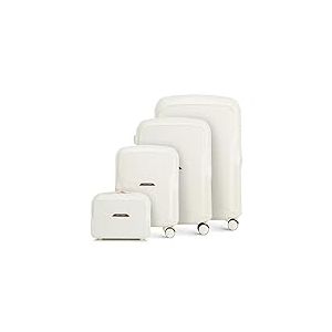 WITTCHEN Valise de Voyage Set de 4 valises Valise à roulettes Bagages à Main en Polycarbonate avec 4 roulettes pivotantes Serrure à Combinaison Poignée télescopique Lady 2 Line Crème