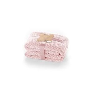 DecoKing Couette en microfibre Couverture polaire Plaid Couvre-lit polaire doux de style scandinave Henry, Microfibre Rose Poudr&eacute; 220x240 cm