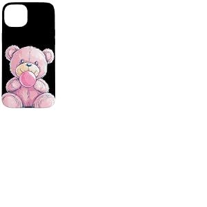 Costume d'ours en peluche rose avec chewing-gum bulles Coque pour iPhone 15 Plus