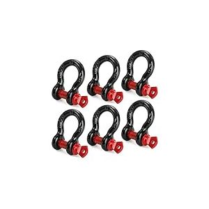 Bekith Lot de 6 manilles à Anneau en D de 1,27 cm, capacité de 2 tonnes (1,8 kg) avec goupille à vis, manilles Robustes pour Sangle de remorquage, treuil, Camion Tout-Terrain