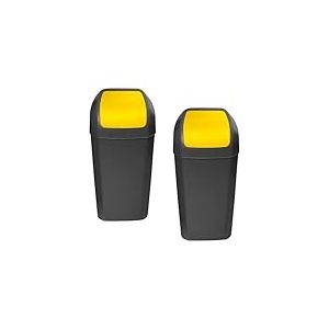 WELL HOME MOBILIARIO & DECORACI&Oacute;N Lot de 2 poubelles avec couvercle basculant de 15 l/u, couleur jaune