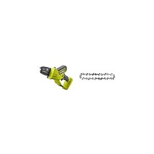RYOBI - Élagueur à main 18V - Brushless/moteur sans charbons - guide 10 cm - 6 m/s - tendeur sans outil - Livré avec une 2ème chaîne (sans batterie ni chargeur) - RY18PSX10A-0/RAC274