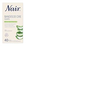 NAIR - Bandes De Cire Froide Corps, Spéciales Peaux Sèches, A l'Extrait d'Aloe Vera Bio, 97% d'Origine Naturelle, NaturAdvanced Technology, 40 Bandes