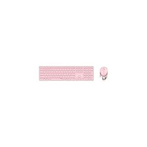 Rapoo 9850M Clavier Souris Incluse RF sans Fil + Bluetooth QWERTZ Allemand Rose