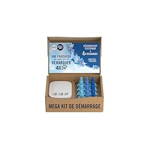 Febreze D&eacute;sodorisant &Eacute;lectrique Kit de D&eacute;marrage (1 Diffuseur, 4 Recharges de 20ml, 3 Parfums en Alternance), Parfum Eveil Printanier de Lenor, Combat les Odeurs en Continu, Fra&icirc;cheur Jusqu'&agrave; 90 Jours