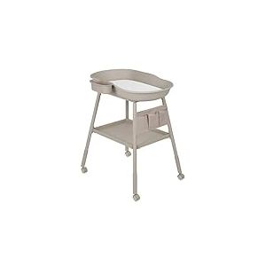 LIONELO Rosie table &agrave; langer b&eacute;b&eacute;, mobile sur roulettes, matelas &agrave; langer imperm&eacute;able, hauteur r&eacute;glable, rangements pour accessoires, bol d&rsquo;eau, &eacute;tag&egrave;re &agrave; couches