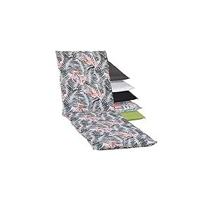 Beo Turin Coussin Lavable pour Chaise Longue - Fabriqué en UE - Qualité supérieure - Résistant aux UV - avec Bande de Maintien en Caoutchouc - Respirant - avec Motif Palmier - Rose et Gris