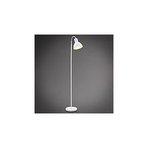 B.K.Licht lampadaire à pied métal blanc, lampe à vasque, style industriel moderne, tête inclinable, pour bureau, salle à manger salon chambre