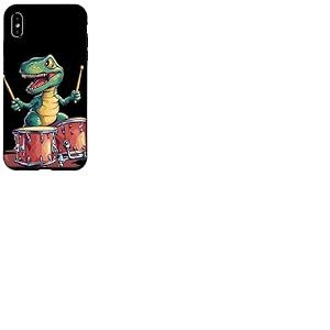 Costume de dinosaure à bascule pour les amateurs de batterie Coque pour iPhone XS Max