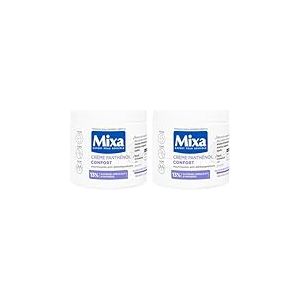 Mixa Intensif Peaux Sèches - Crème Panthénol Confort - Anti-Démangeaisons - Peaux Très Sèches et Réactives - Visage, Corps, Mains - Bébé, Enfant, Adulte Hypoallergénique - Sans Parfum - 400ml x2