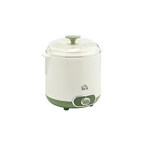 HOMCOM Yaourtière électrique avec 2 récipients de 1,5L, filtre pour yaourt grec et 2 couvercles, puissance 20W, plastique blanc