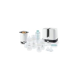 Ensemble complet NUK Perfect Match | 6+ mois | St&eacute;rilisateur Vario Express, 4 biberons, chauffe-biberon, goupillon et plus encore | Arc-en-ciel | 8 pi&egrave;ces