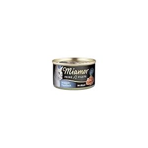 MIAMOR Filets fins en gelée - Nourriture humide pour chats adultes avec morceaux de filet en gelée - Complément alimentaire faible en gras dans une boîte sans additifs artificiels - 24 x 100 g de thon