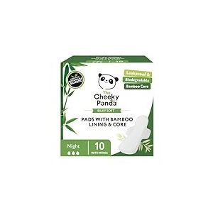 The Cheeky Panda Serviettes Hygiéniques Nuit | Protection Nocturne | Ultra Confort et Absorption Longue Durée | 10 Serviettes en Bambou avec Ailettes | Douces pour la Peau