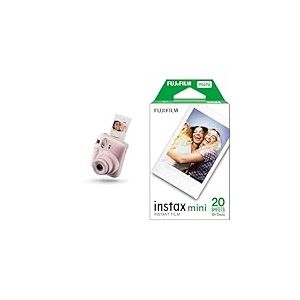 Fujifilm instax Mini Appareil Photo instantané 12, Rose Fleuri & Fujifilm instax - Twin Films pour Mini - 86 x 54 mm - 10 Feuilles x 2 Paquets = 20 Feuilles