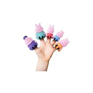 Peppa Pig DeQube 919D00049 Lot de 5 marionnettes à Doigts Famille Peppa Pig Jouets d'eau et de Bain à partir de 3 Ans