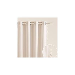 ROOM99 Rideau avec œillets Lara 140 x 250 cm Largeur x Hauteur, Décoration de Fenêtre, Curtains et Draperies intérieurs pour Salon, Chambre Moderne Galon à Pompons Crème Claire, 1 pièce
