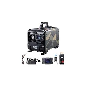 VEVOR Chauffage Diesel 8 KW, Réchauffeur d'air Diesel 12/24/220 V, Contrôle par App Bluetooth, Télécommande et Écran d'Affichage, Alarme CO, Portable et Horizontal, pour Caravane Camping Car