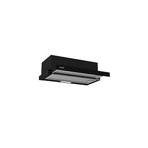 CATA Hotte aspirante TFB-5160 BK Panneau de contrôle mécanique 2 niveaux d'extraction Moteur extra silencieux Éclairage LED Installation facile Largeur 59,5 cm Consommation minimale 65 W Finition