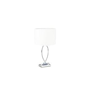 Relaxdays 10022850 Table argenté Abat-Jour Rond Lampe de Chevet Moderne Design Fer HxlxP: 51 x 28 x 28 cm, Blanc, Caoutchouc, 40 W, 28 x 28 x 36 cm