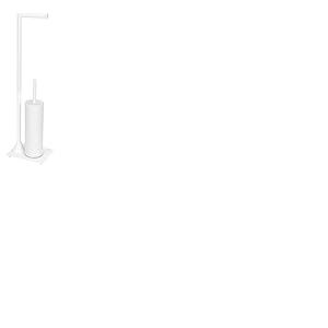 WENKO Garniture de WC sur pied Hella, support de papier toilette, porte-brosse avec brosse de WC, acier laqué, 15 x 69 x 20 cm, blanc mat