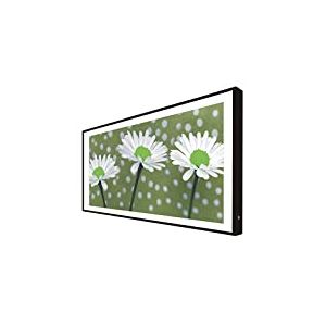 CCRETROILUMINADOS Cadre en bois laqué noir éclairé avec lumière LED fleurs blanches