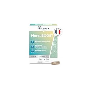 VITAVEA BIEN-ETRE - Moral'Boost - Compl&eacute;ment alimentaire stress, fatigue, charge mentale et bonne humeur - Magn&eacute;sium, Vitamine B6, Rhodiola et Safran - 30 g&eacute;lules - 30 jours - Fabriqu&eacute; en France