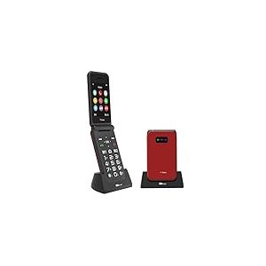 TTfone TT760 Téléphone Mobile à Grosses Touches 4G pour Les Personnes Âgées avec Bouton d'Assistance d'urgence - Téléphone Mobile de Base Déverrouillé (Rouge, avec Station de Chargement)