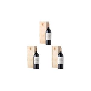 Coffret Cadeau Caisse Bois - MAGNUM Château Latour Camblanes Seigneurie de Camblanes - AOP Cadillac Côtes de Bordeaux - Vin Rouge - 1,5 L (Lot de 3)