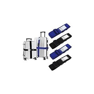 AiQInu Sangle de Bagage Lot de 4 Sangle Valise Réglables avec Etiquette D'Identification, Voyage Accessoires Sangle pour Valise pour Fermeture Sécurisée