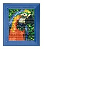 Pixel P31328 Emballage cadeau mosaïque perroquet, image pixel avec cadre, système d'enfichage très facile, sans repassage ni collage, tesselles en bioplastique