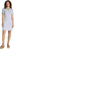 Tommy Hilfiger Robe Polo Femme Slim Fit V-Neck Courte, Bleu (Breezy Blue), M