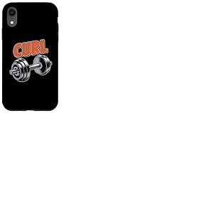 Haltère rétro Humoristique avec Inscription Love to Curl Funny Gym Coque pour iPhone XR