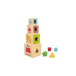 WOOMAX Cubes empilables b&eacute;b&eacute; Bois, Disney Cube Town, Jouets Mickey et Minnie, Jouets en Bois, Jouets &eacute;ducatifs, Jouet pour Enfants 1 ann&eacute;e, 12 Mois