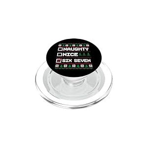 Pull de No&euml;l Moche Naughty Nice Six Seven Pixel PopSockets PopGrip pour MagSafe