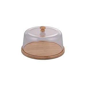 Villa d'Este Home Tivoli 1996 Plateau en bambou 19,2 cm, cloche en verre avec bouton en bambou