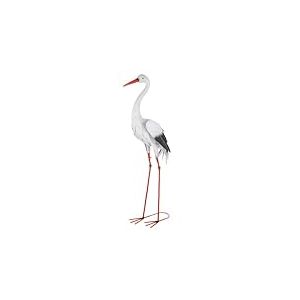 GILDE Figurine Cigogne en métal - Blanc - Hauteur 91 cm - Motif Oiseaux - Jardin - Décoration - Sculpture - Extérieur