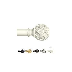 TANGWIN Tringle à rideaux réglable de 2,5 à 1,2 m pour fenêtres de 71,1 à 122 cm, tringles à rideaux robustes de 2,5 à 1,2 m, finition en filet, tringle à rideaux de fenêtre de 45,7 à 114,3 cm, blanc