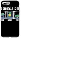 The Struggle is Real Dinosaure Cartoon Humour Sport Fitness Coque pour iPhone 7 Plus/8 Plus