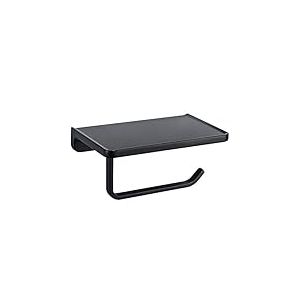 Support de Papier Toilette avec &eacute;tag&egrave;re pour t&eacute;l&eacute;phone Portable en m&eacute;tal Massif pour Accessoires de Salle de Bain, Distributeur de Rouleaux de Papier Toilette, Rangement Mural, Noir Mat