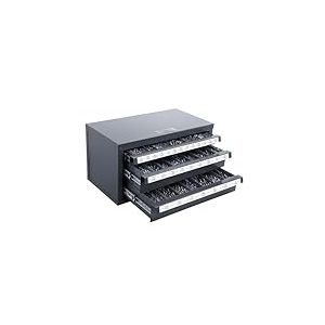 VEVOR Distributeur de Forets 29 Compartiments Étiquetés de 1/16 à 1/2 po Boîte de Rangement pour Forets à 3 Tiroirs Coffret Vide pour Forets Identification Facile Empilable Rangement Mèches Atelier