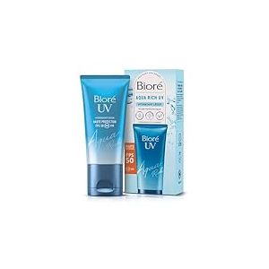 BIORÉ Aqua Rich UV FPS50 PA++++ - Haute Protection UV au Quotidien & Hydratation - Crème solaire visage - Acide hyaluronique - Texture non grasse et invisible - Tous types de peaux et carnations