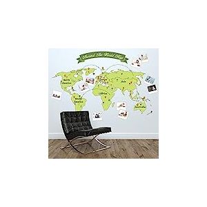 Walplus Stickers muraux Amovibles Motif Carte du Monde Vert 165 x 115 cm