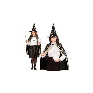 W WIDMANN MILANO Party Fashion - Costume enfant magicien, cape, 70 cm, avec chapeau, magicien, sorcière, carnaval