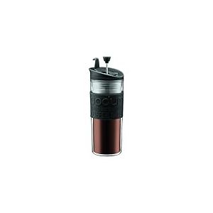 BODUM 11100-01S TRAVEL PRESS Mug à piston isotherme en plastique avec couvercle à clapet, 0.45 l