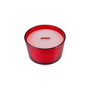 Bougie parfum&eacute;e Accentra dans un verre rond avec une m&egrave;che en bois, 440g, couleur : rouge, parfum : pomme cannelle, bougie d&eacute;corative pour No&euml;l, cadeau pour femme