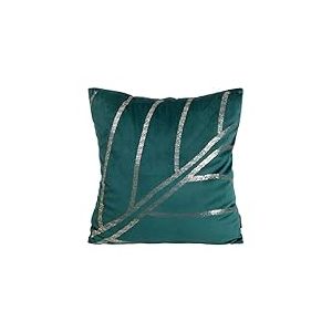 Eurofirany &Eacute;l&eacute;gantes Housses de Coussin d&eacute;coratives en Velours avec Impression - 45 x 45 cm - en Velours Doux - Motif g&eacute;om&eacute;trique 4 - Turquoise fonc&eacute;