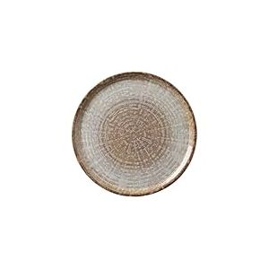 HENDI Assiette &agrave; Pizza Ronde en Porcelaine &Eacute;maill&eacute;e avec Motif Pierre Naturelle, Assiette pour Servir la Pizza, Compatible Micro-ondes et Lave-vaisselle, ⌀330mm, Brun/Gris (Lot de 6)